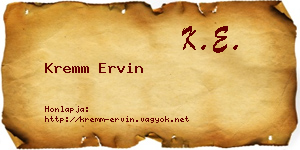 Kremm Ervin névjegykártya